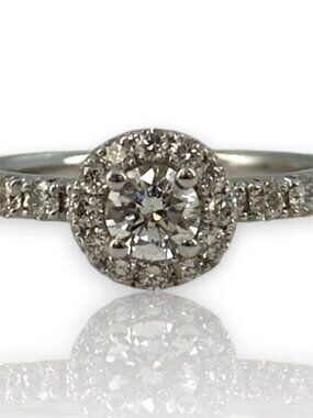 Vera Wang Love Collection Diamond Engagement Ring 14K White Gold Halo Size 6.5